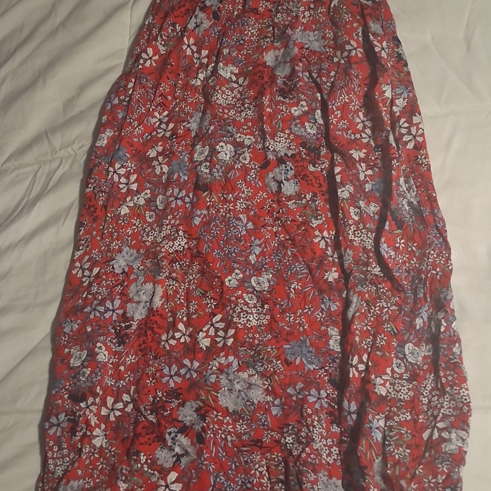 Japna Red Floral Maxi Skirt